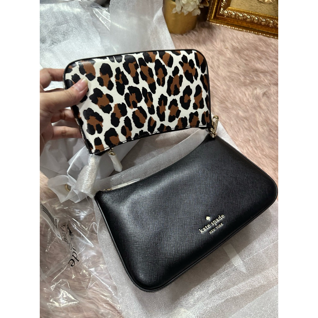 AUTHENTIC/ORIGINAL KS Duet Leopard Small Crossbody Black Dual Bag