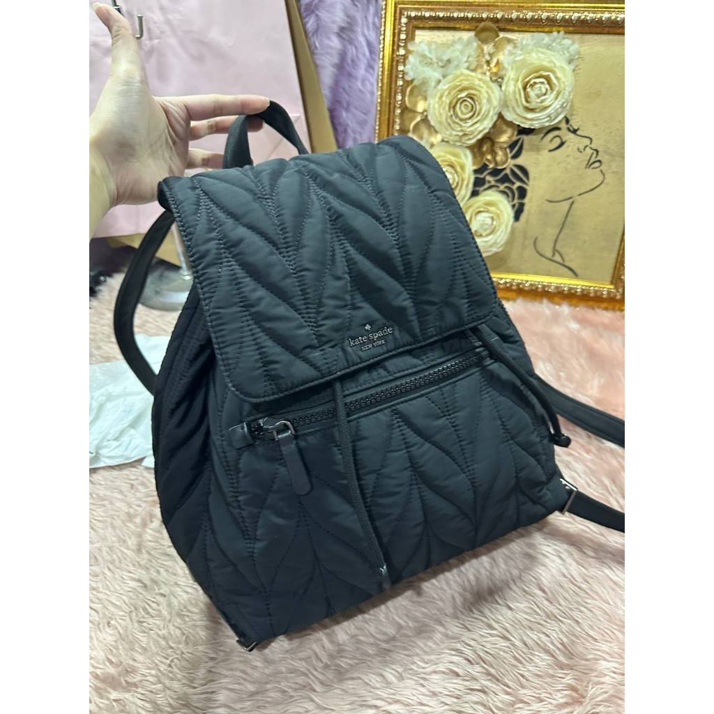 ORIG Preloved KS Ellie Large Flap Backpack Nylon Black Bag
