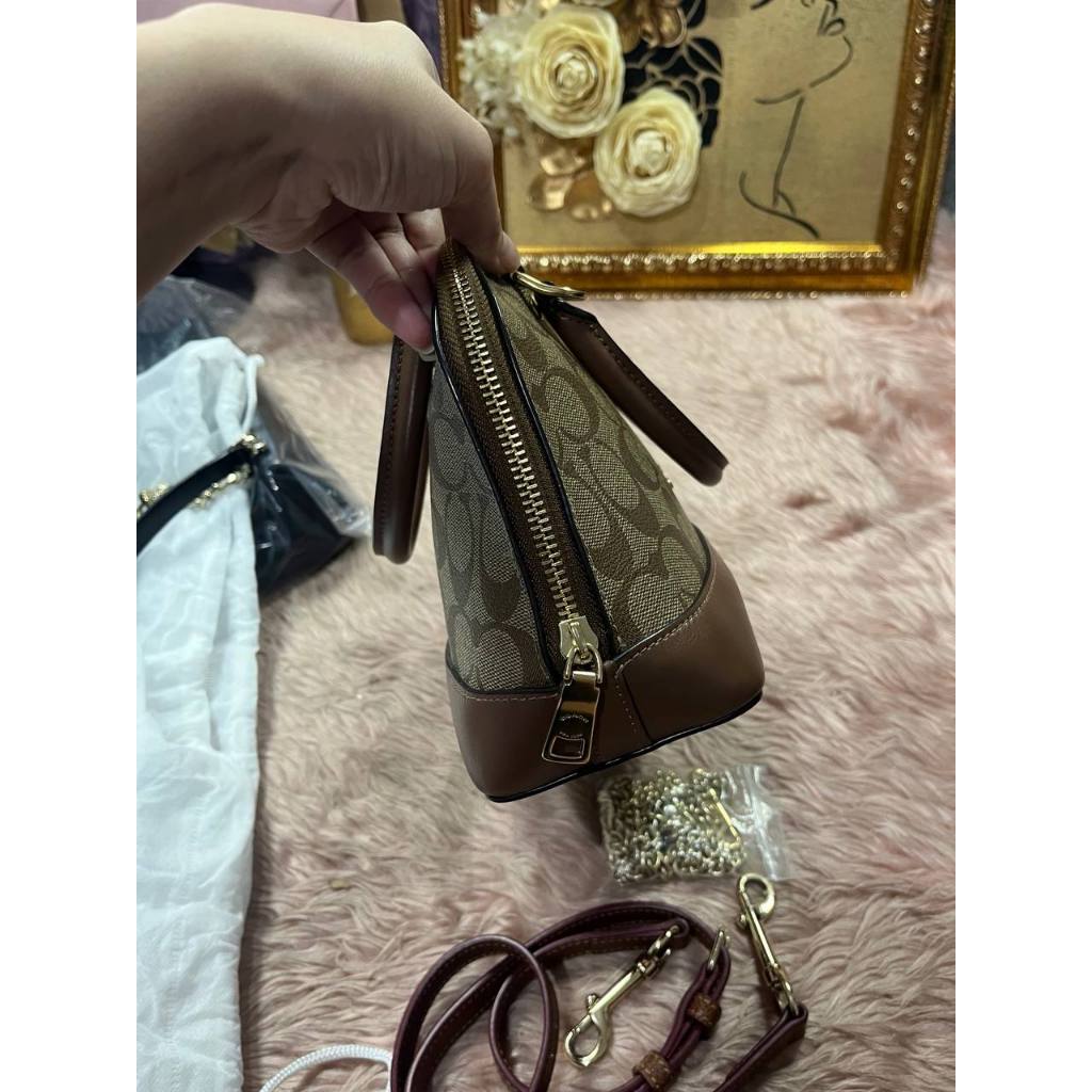 ORIG Preloved CCH Mini Sierra Satchel Signature Khaki Saddle Brown Bag