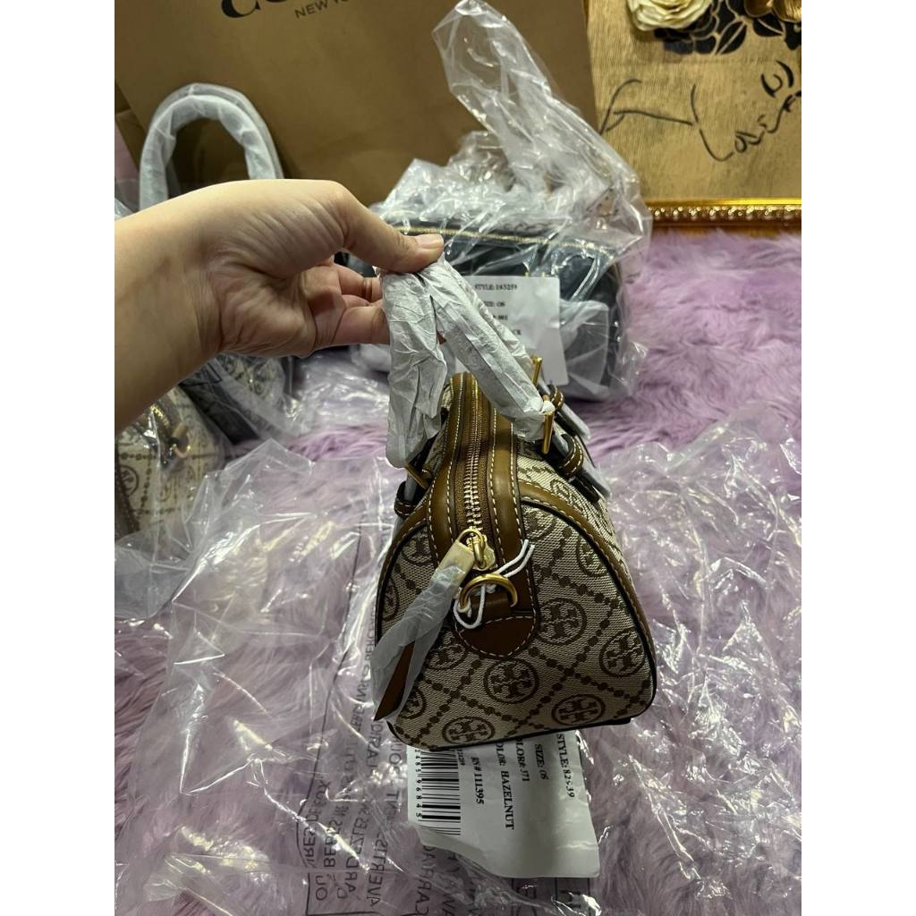 ORIG & IMPORTED TB T Monogram Mini Barrel Bag Hazelnut Brown