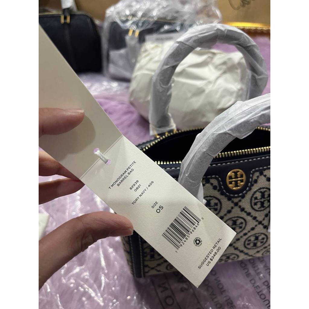 ORIG & IMPORTED TB T Monogram Mini Barrel Bag Blue