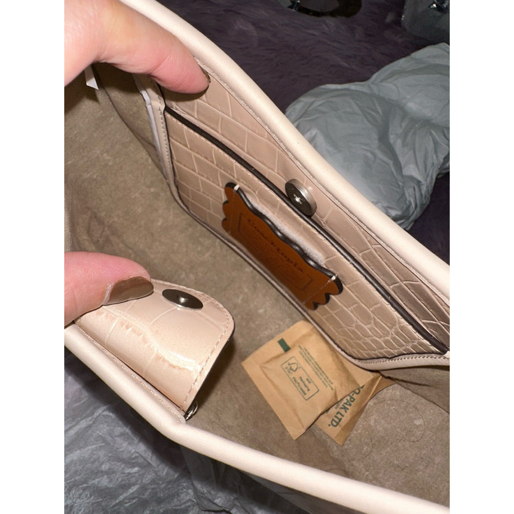 ORIG & IMPORTED CCH Retail Ergo Bag In Croc Embossed Coachtopia Leather Cream white bag