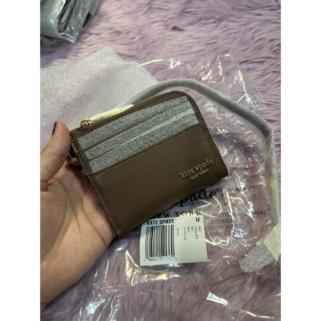 ORIG & IMPORTED KS Devin Coin Card Case Wristlet Small Wallet Brown Gray
