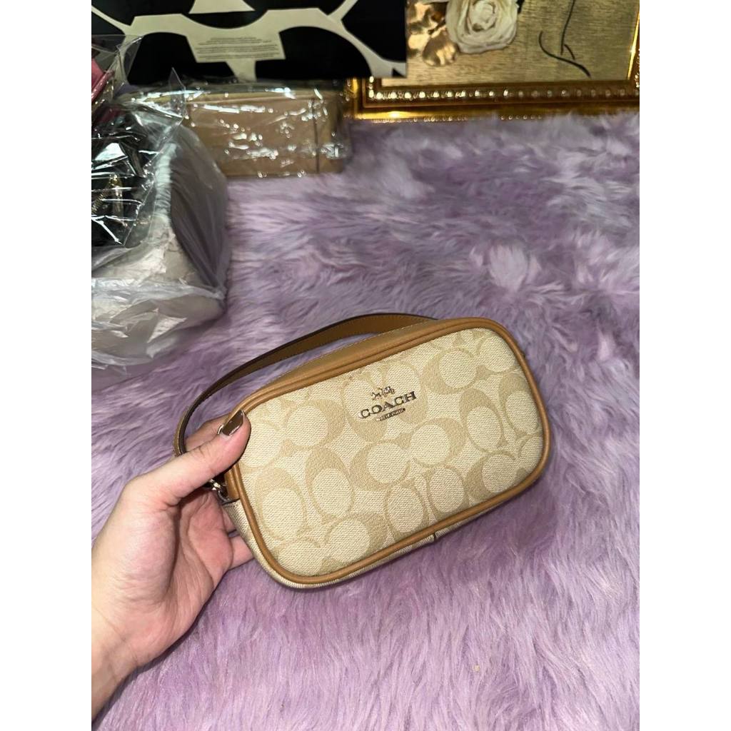 ORIG Preloved CCH Jamie Wristlet In Khaki Saddle Brown Small Bag