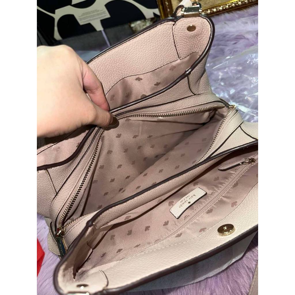 ORIG Preloved KS Leila Medium Triple Compartment Shoulder Bag Beige Brown