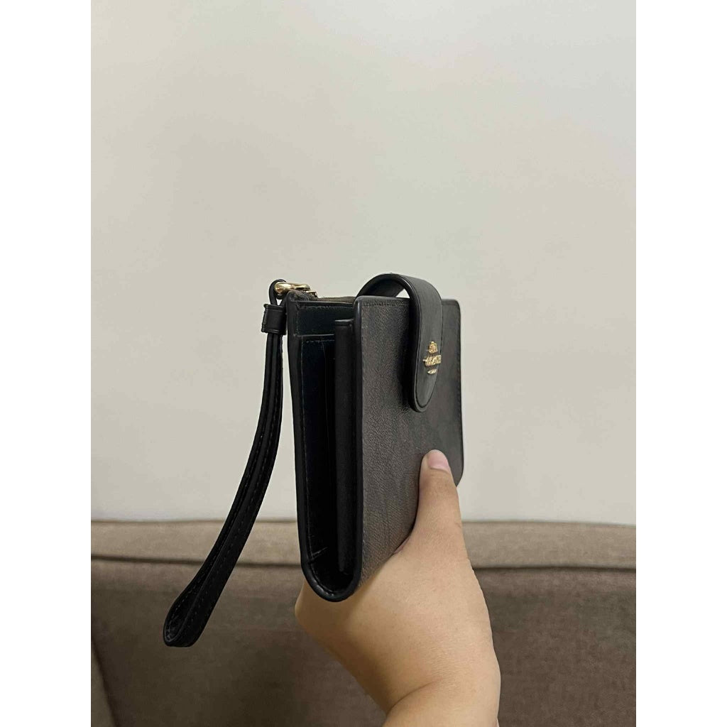 ORIG Preloved CCH Phone Long Wallet In Signature Canvas Brown