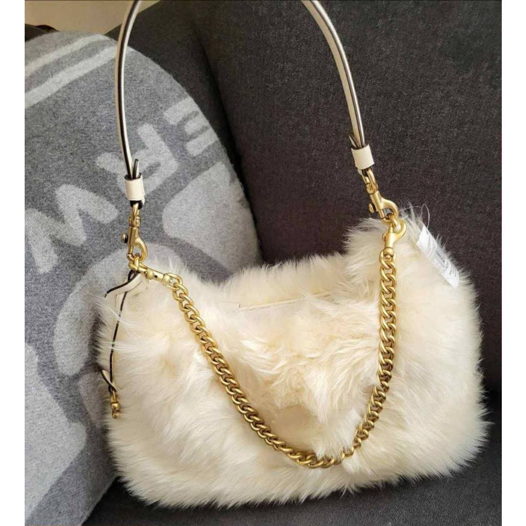 ORIG & IMPORTED CCH RARE RETAIL juliet medium shoulder shearling fur white bag