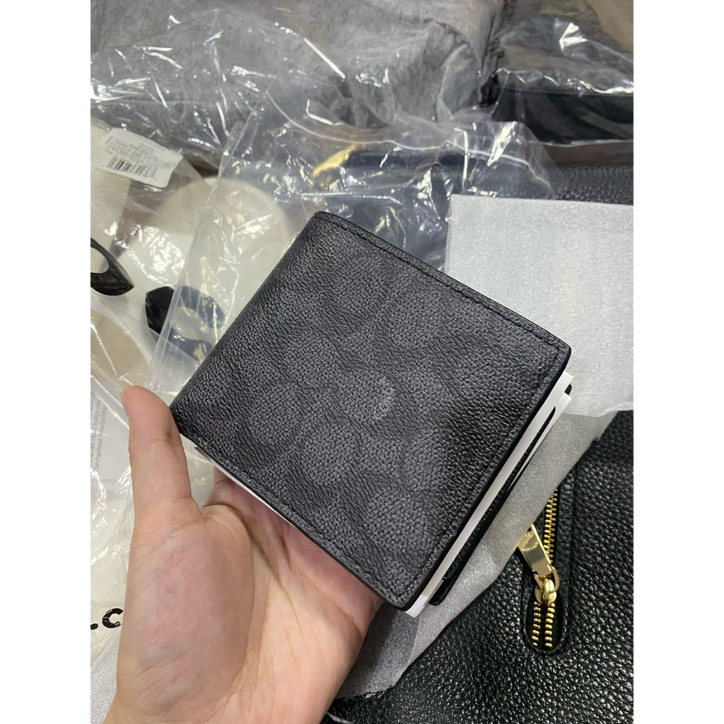 ORIG & IMPORTED CCH COMPACT ID WALLET FOR MEN (WITH INSERT) IN SIGNATURE CANVAS BLACK