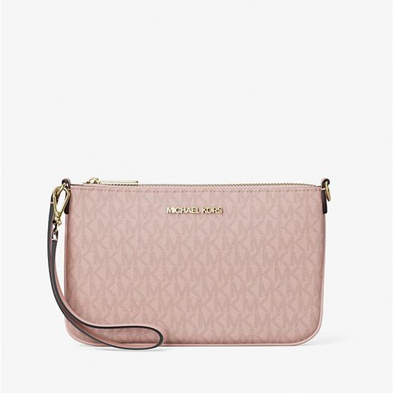 AUTHENTIC/ORIGINAL MK Jet Set Small Signature Logo Large Wristlet Small Shoulder Pink bag