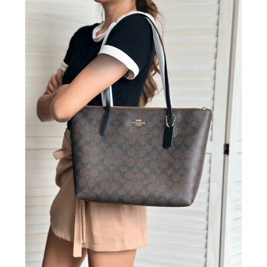ORIG & IMPORTED CCH Zip Top Tote Large Brown Bag