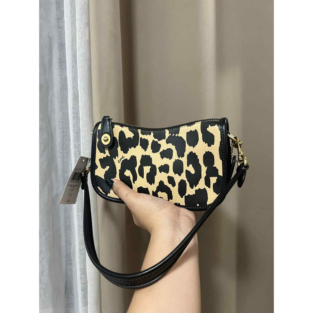 ORIG & IMPORTED CCH Retail Leopard Printed Mini Leather Bag Swinger 20 Black/Beige
