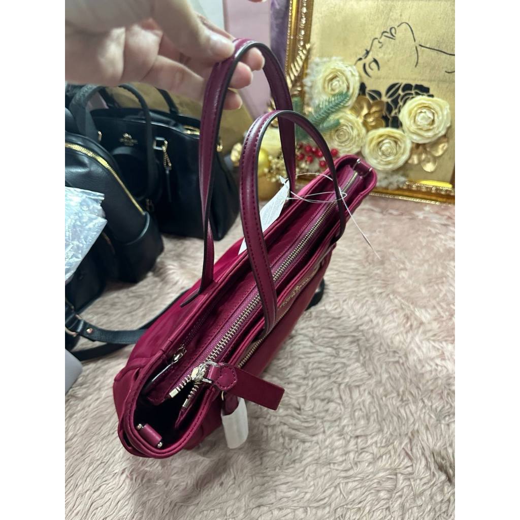 ORIG & IMPORTED KS Chelsea Medium Satchel Nylon Bag in Blackberry Maroon