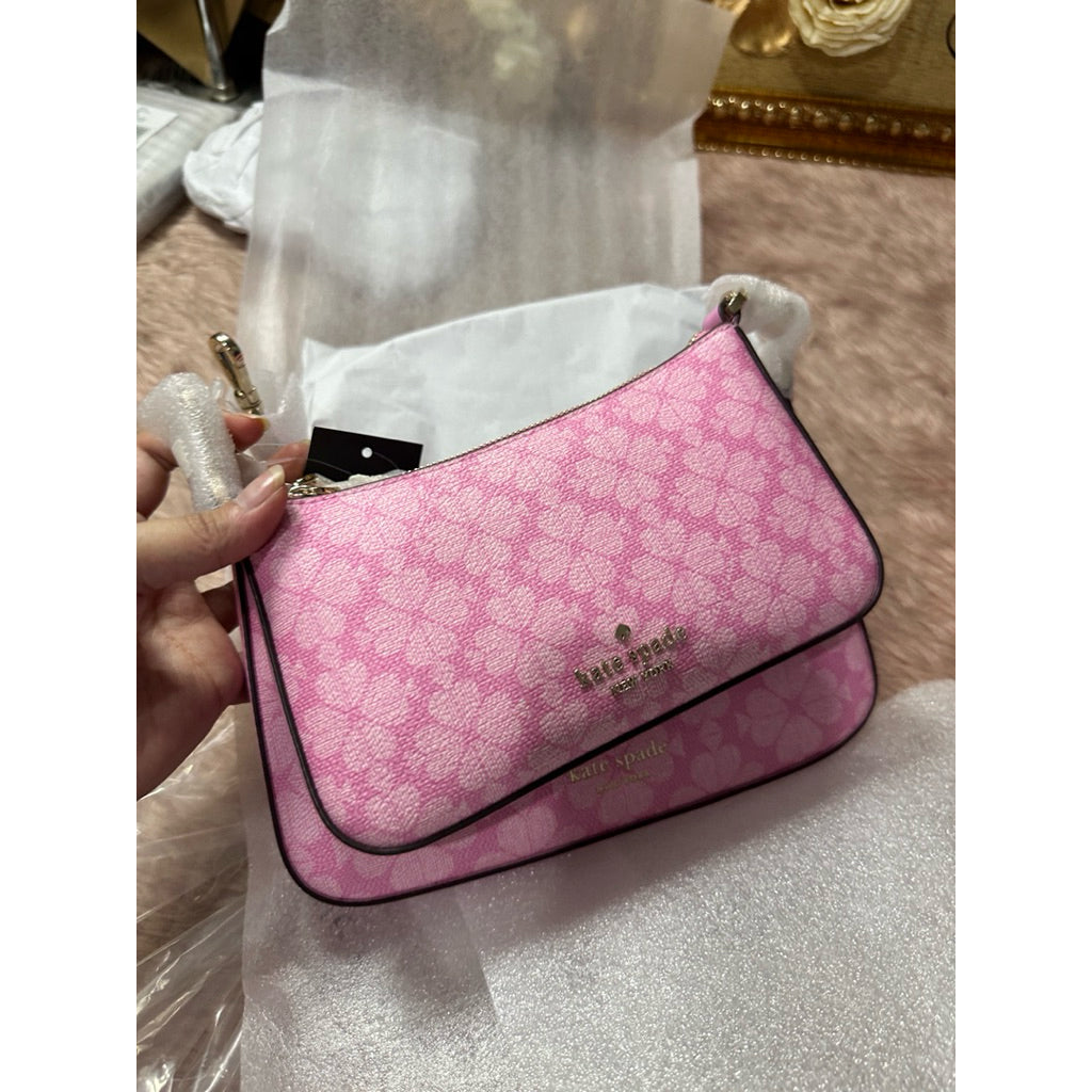 AUTHENTIC/ORIGINAL KS Spade Flower Small Dual Crossbody Bag Pink
