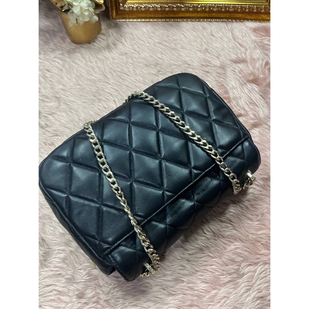 ORIG Preloved KS Carey Medium Flap Shoulder Quilted Black Bag