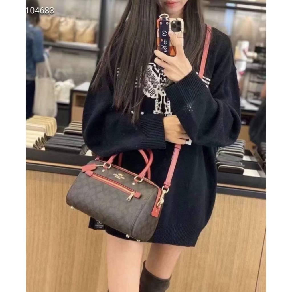 ORIG Preloved CCH Rowan Satchel Signature Khaki Dark Fuchsia Pink Bag