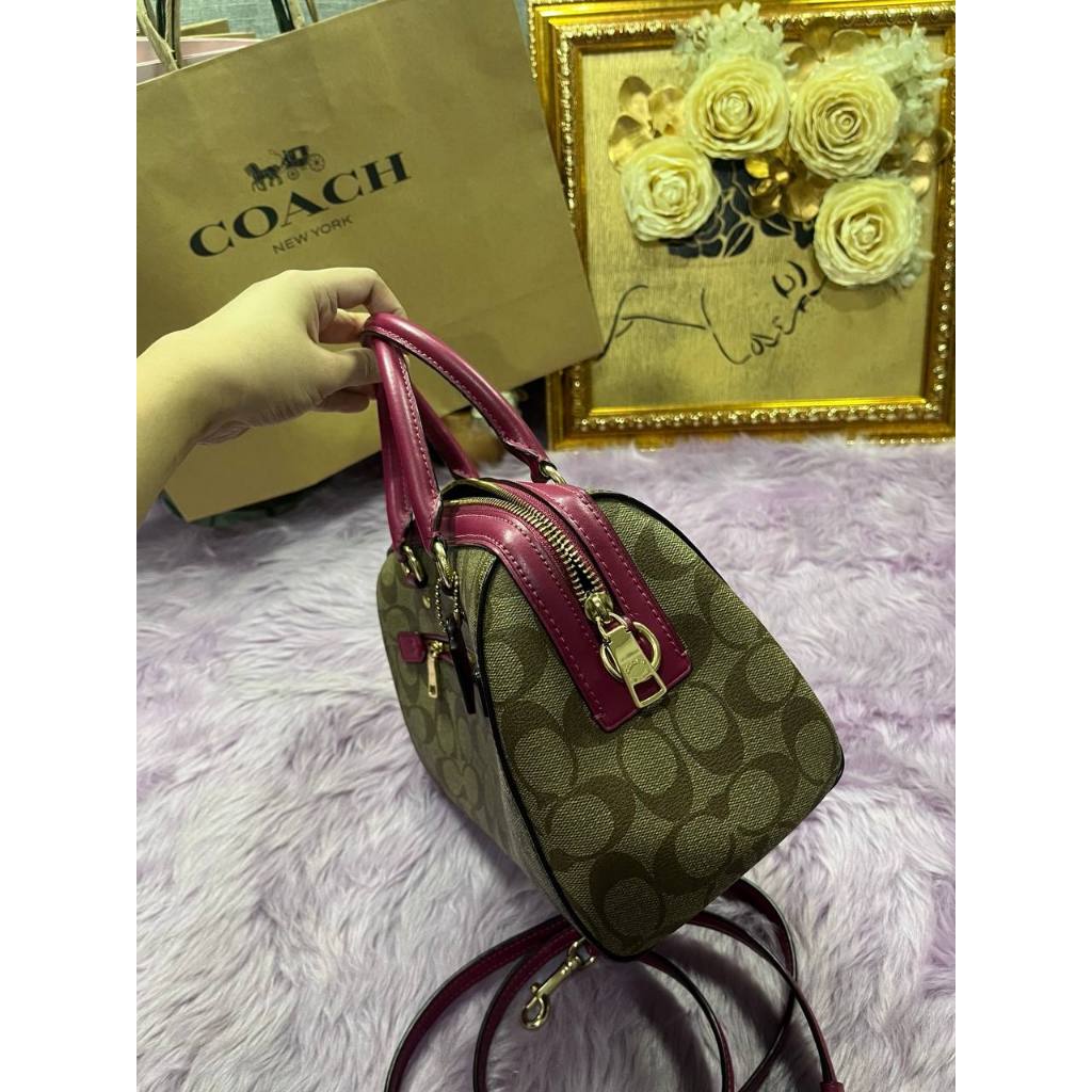ORIG Preloved CCH Rowan Satchel Signature Khaki Dark Fuchsia Pink Bag