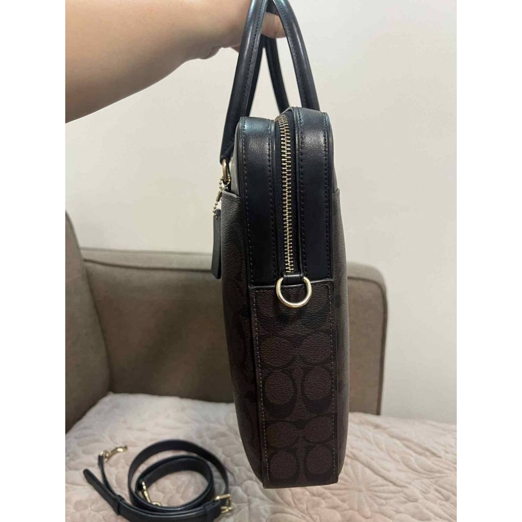 ORIG Preloved CCH Laptop Brown Bag In Signature Canvas