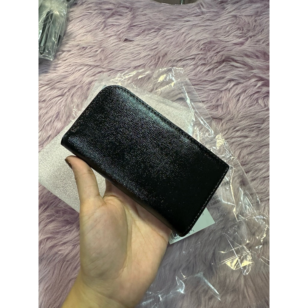ORIG & IMPORTED KS Devin Glitter Edge Small Slim Bifold Wallet Black