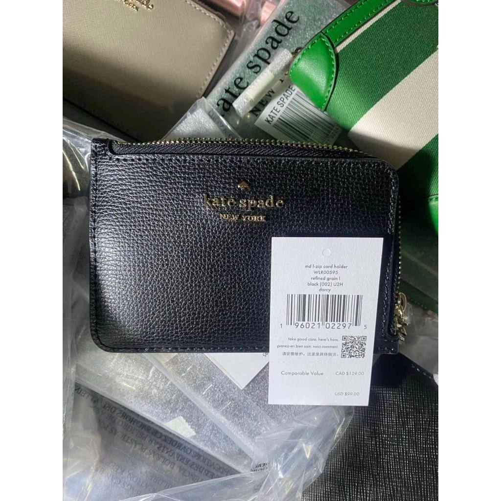 ORIG & IMPORTED KS Darcy Medium L Zip Card Holder Black Wallet
