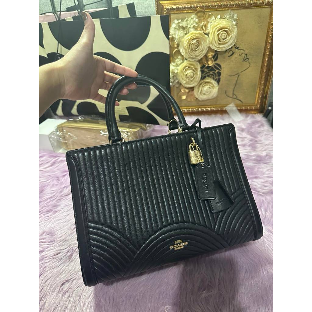 ORIG Preloved CCH  RARE Zoe Carryall Quilted Black Satchel Bag