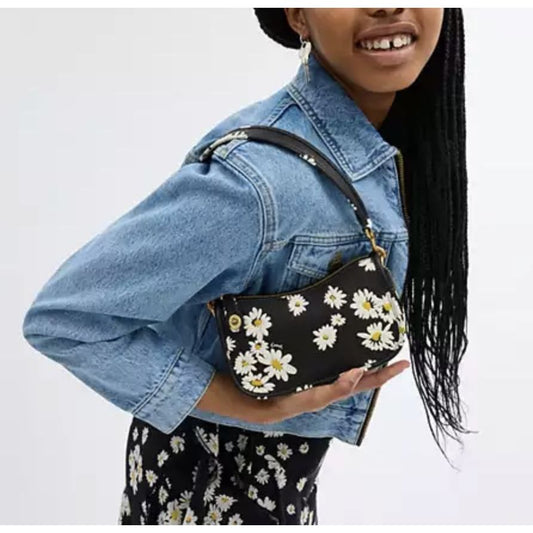 ORIG & IMPORTED CCH Swinger Bag 20 With Floral Print Small Black Bag