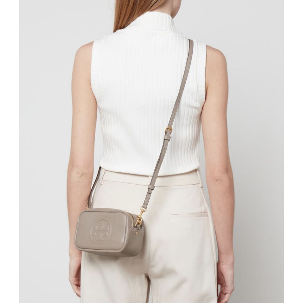 ORIG Preloved Tory Burch Perry Bombe Mini Bag Gray