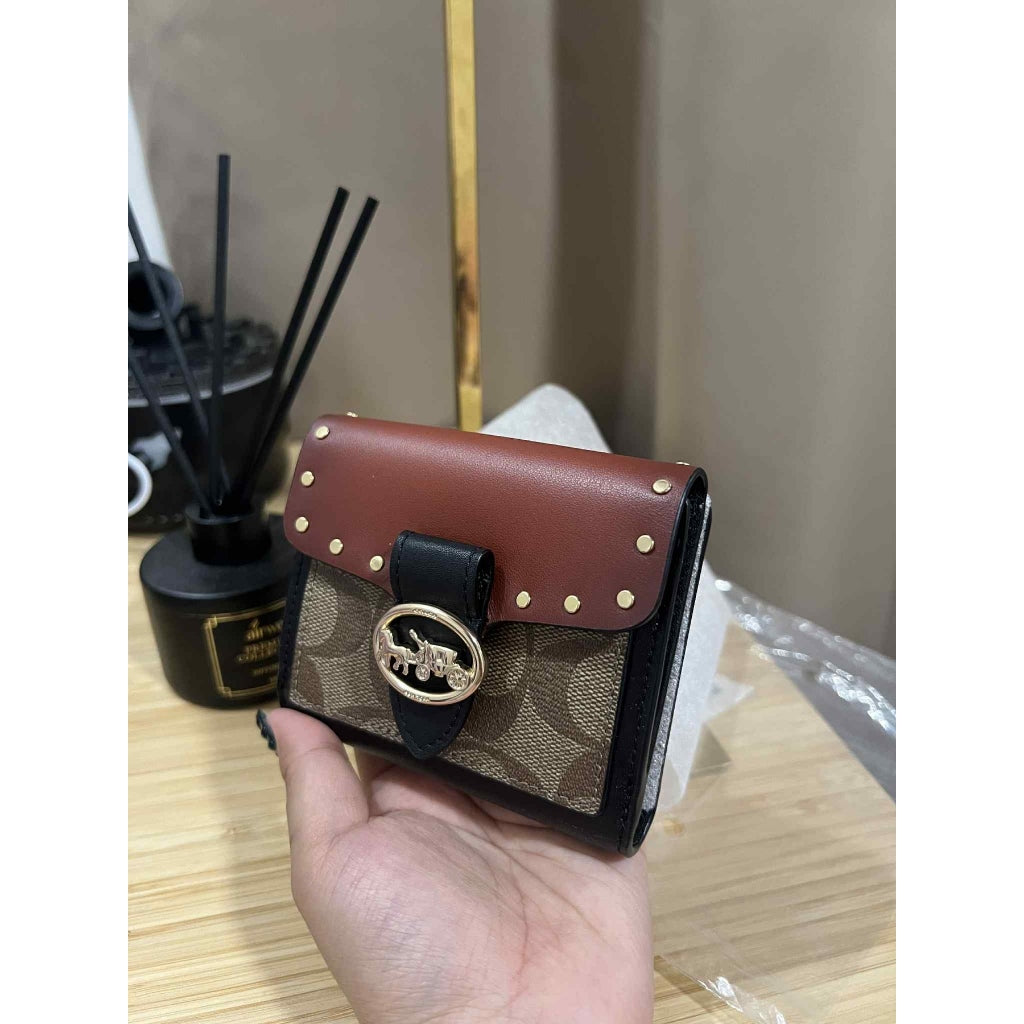 ORIG & IMPORTED CCH Georgie Small Wallet In Colorblock Signature Canvas With Rivets