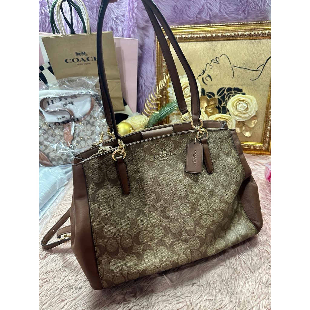 ORIG Preloved CCH CHRISTIE CARRYALL KHAKI LARGE TOTE SATCHEL BROWN BAG