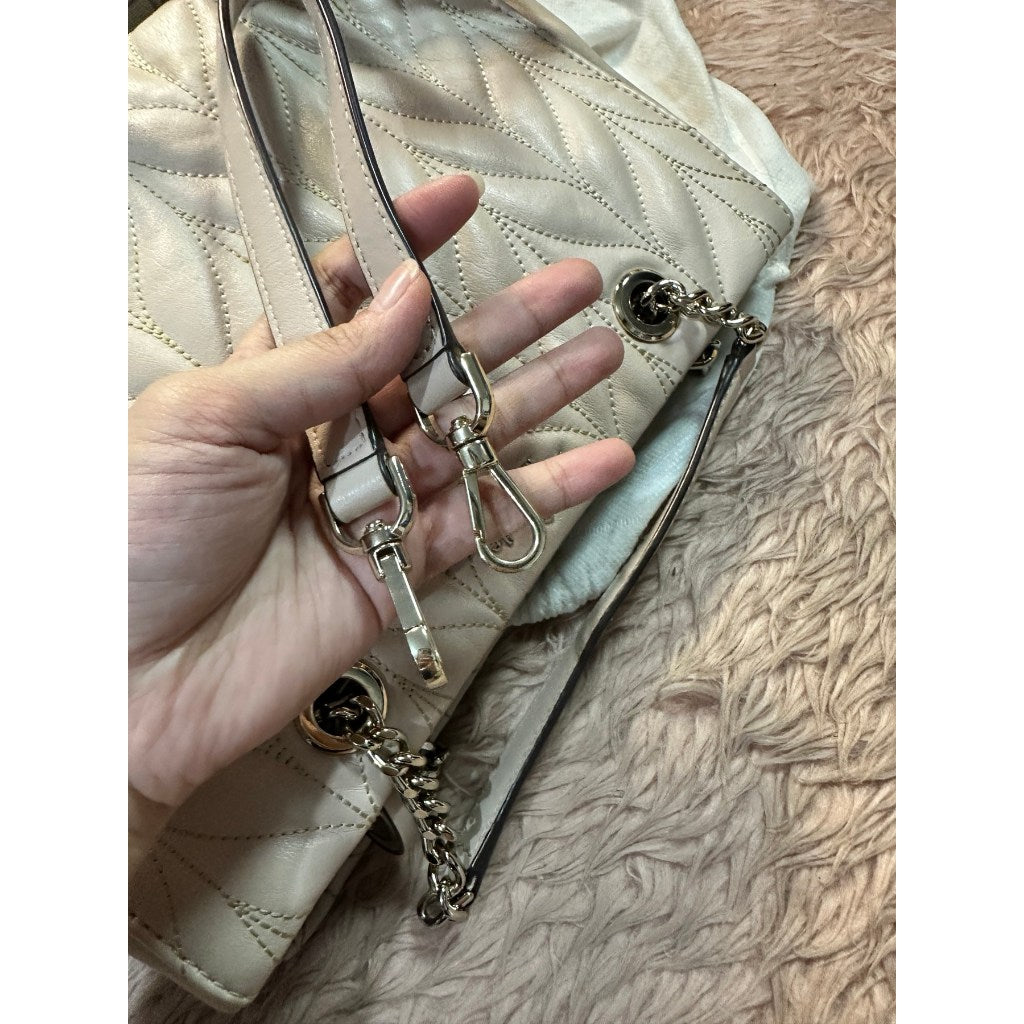 ORIG Preloved KS Meena Briar Lane Quilted Tote Light Pink Ivory Bag