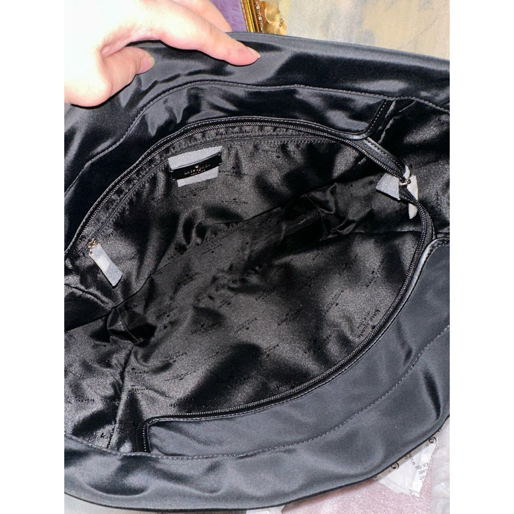AUTHENTIC/ORIGINAL Kate Spade Flower Quilted Fabric XL Tote BLACK bag