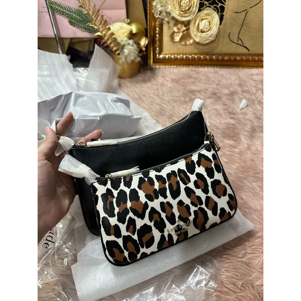AUTHENTIC/ORIGINAL KS Duet Leopard Small Crossbody Black Dual Bag