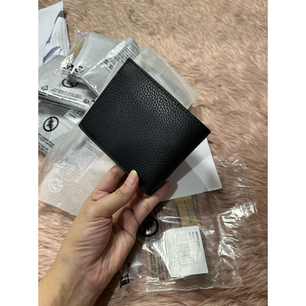 AUTHENTIC/ORIGINAL MK Cooper Pebbled Leather Billfold Black Men Wallet With Coin Pouch