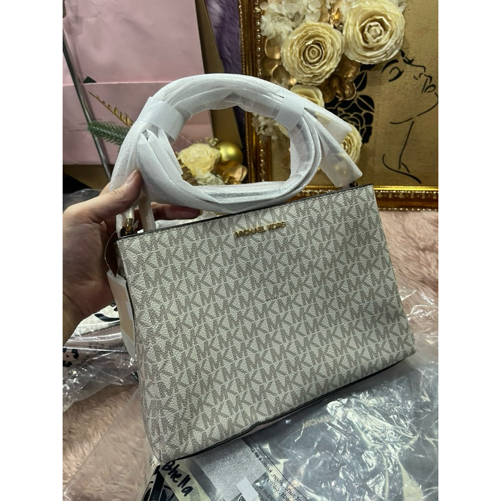 ORIG & IMPORTED MK Trisha Medium Logo Crossbody Bag Double Zip Brown Pink White Black Bag