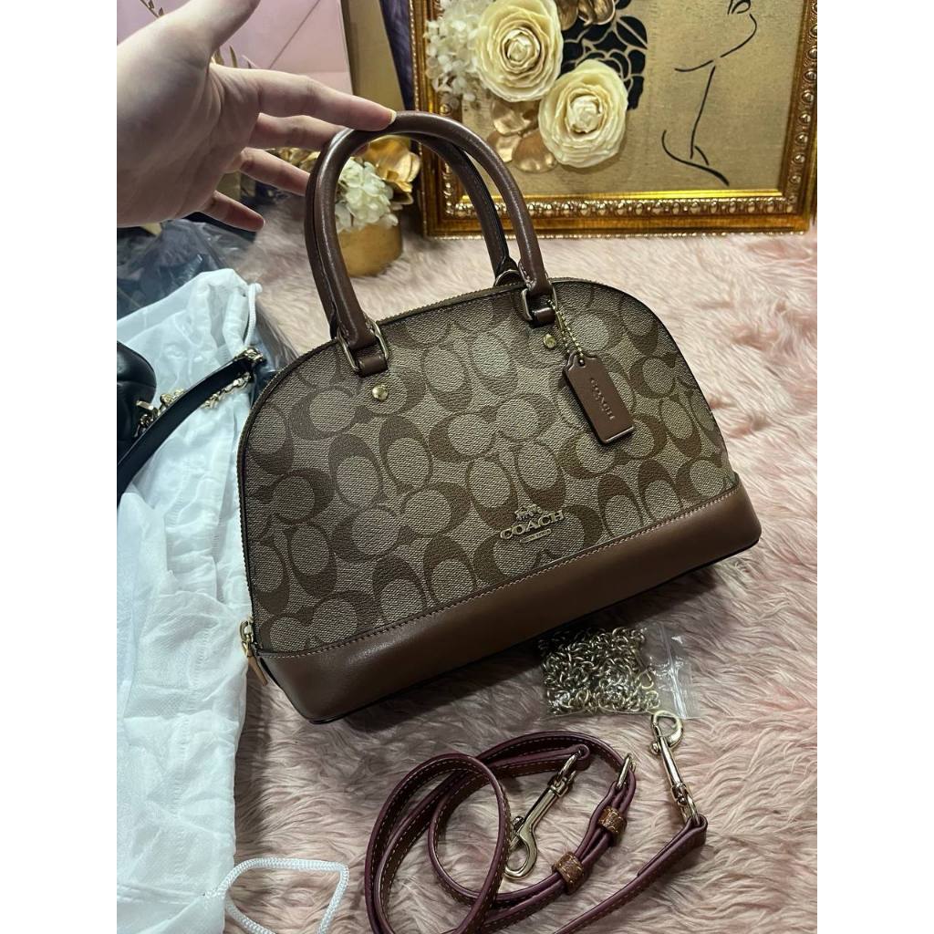 ORIG Preloved CCH Mini Sierra Satchel Signature Khaki Saddle Brown Bag