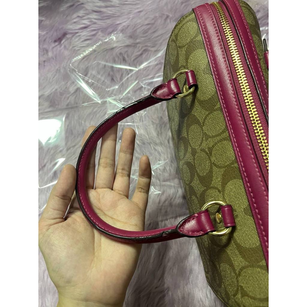 ORIG Preloved CCH Rowan Satchel Signature Khaki Dark Fuchsia Pink Bag