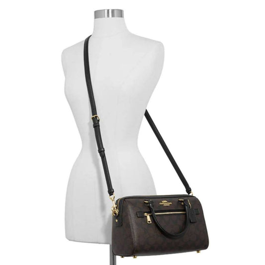 ORIG Preloved CCH RARE Rowan Satchel Bag In Signature Canvas Brown Black