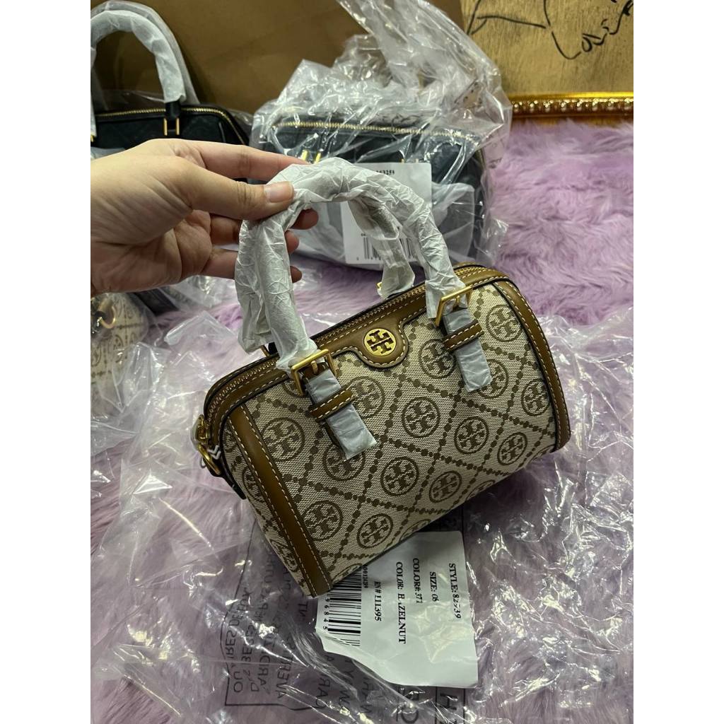 ORIG & IMPORTED TB T Monogram Mini Barrel Bag Hazelnut Brown