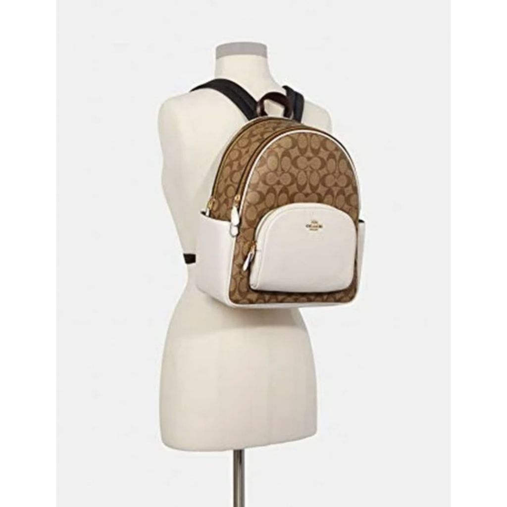 ORIG Preloved CCH Medium Court Backpack In Signature Canvas Khaki/White Bag