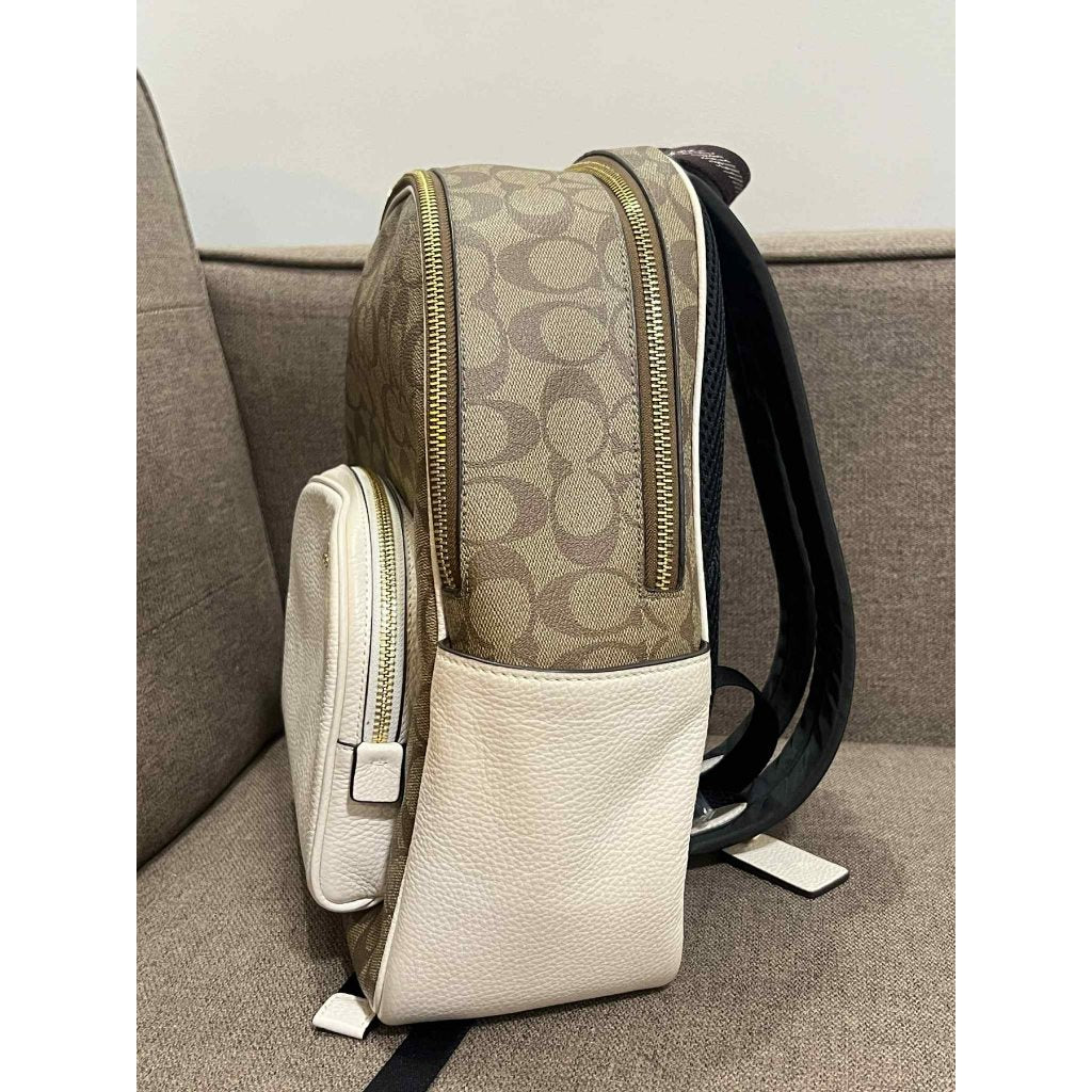 ORIG Preloved CCH Medium Court Backpack In Signature Canvas Khaki/White Bag