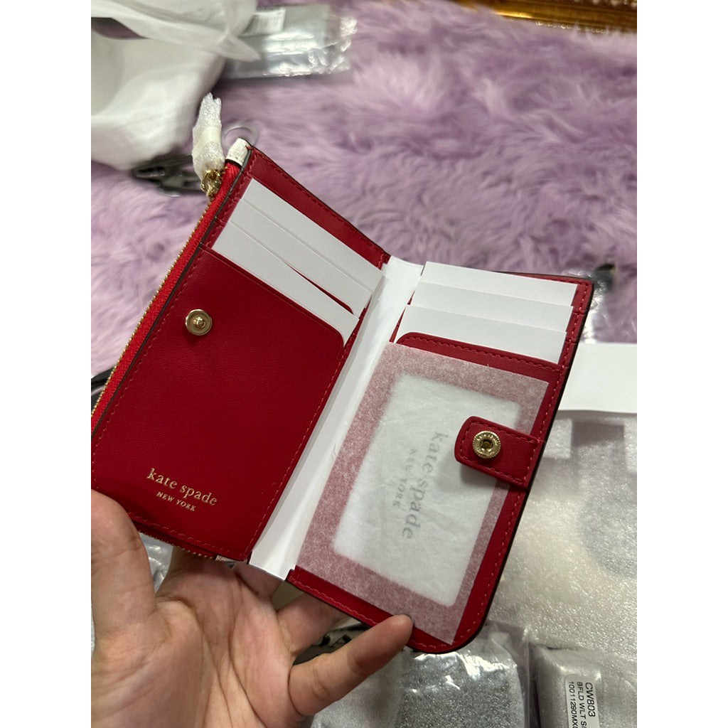 ORIG & IMPORTED KS Devin Pixel Hearts Small Slim Bifold Red Wallet