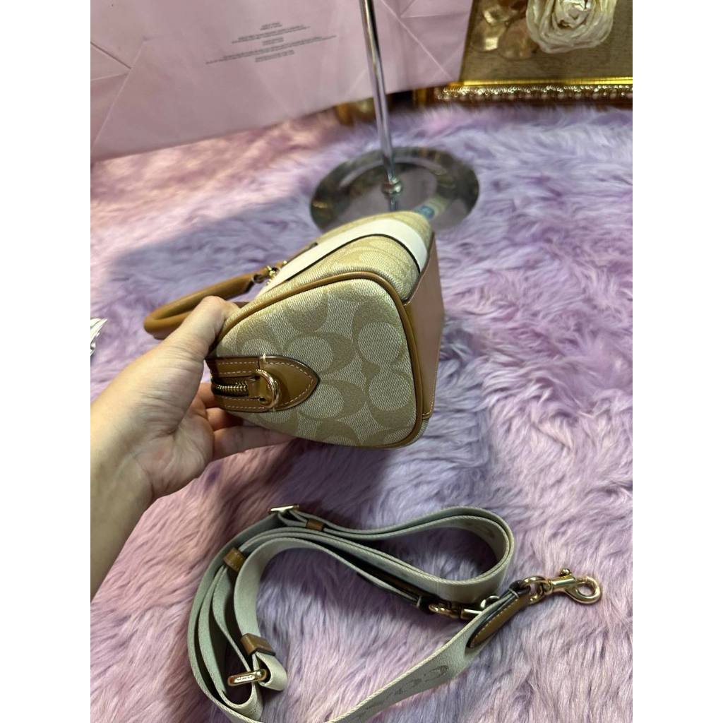 ORIG Preloved CCH Mini Rowan Crossbody Bag With Stripe Light Brown/White