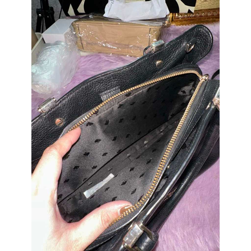 ORIG Preloved KS Leila Triple Compartment Satchel Crossbody Bag Black