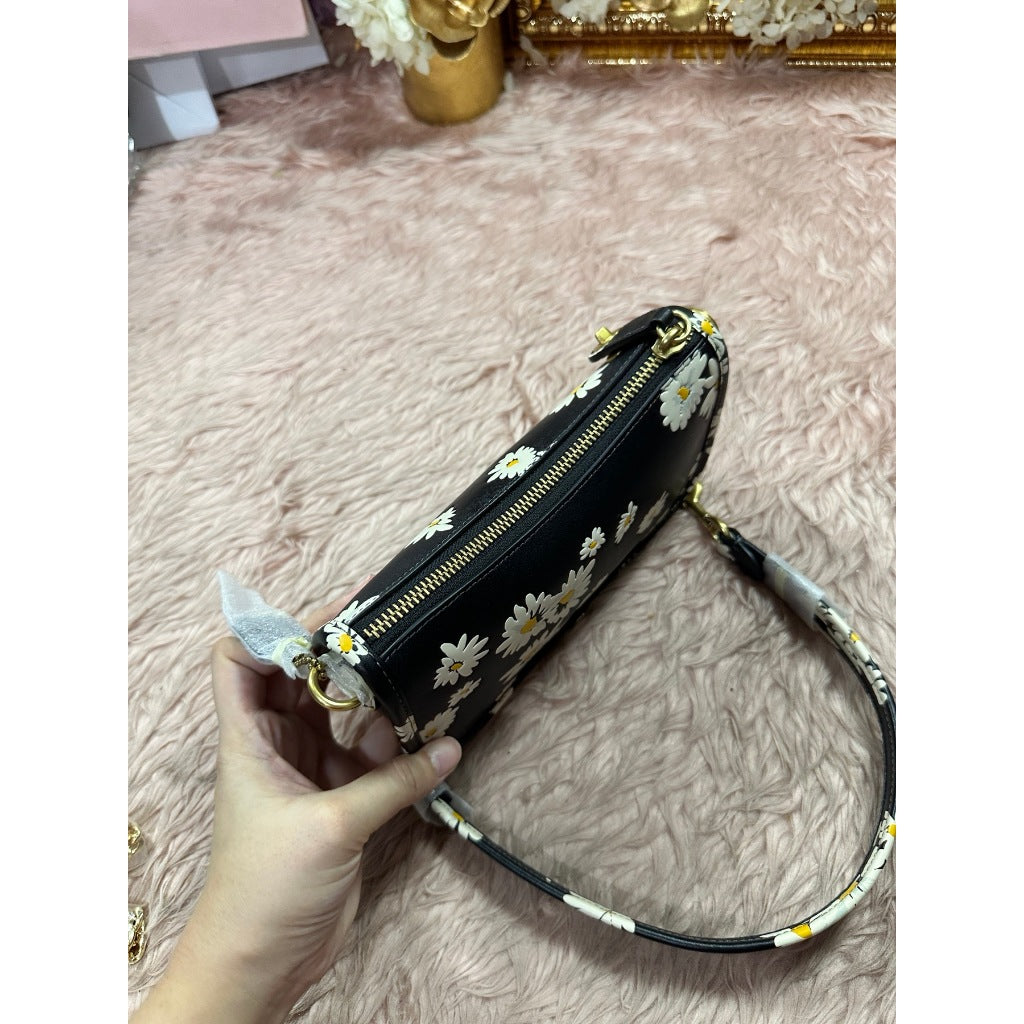 ORIG & IMPORTED CCH Swinger Bag 20 With Floral Print Small Black Bag