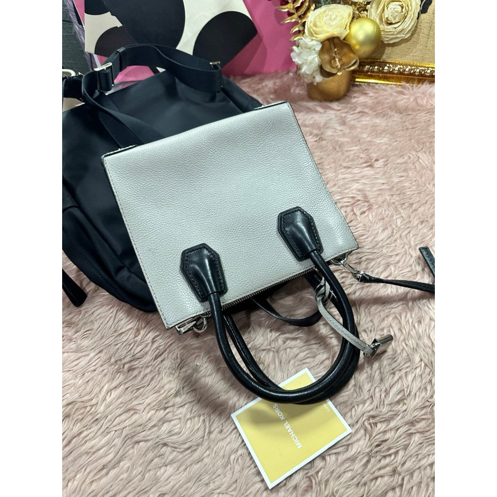 ORIG Preloved MK Mercer Medium ColorBlock Saffiano Leather Crossbody Bag Gray