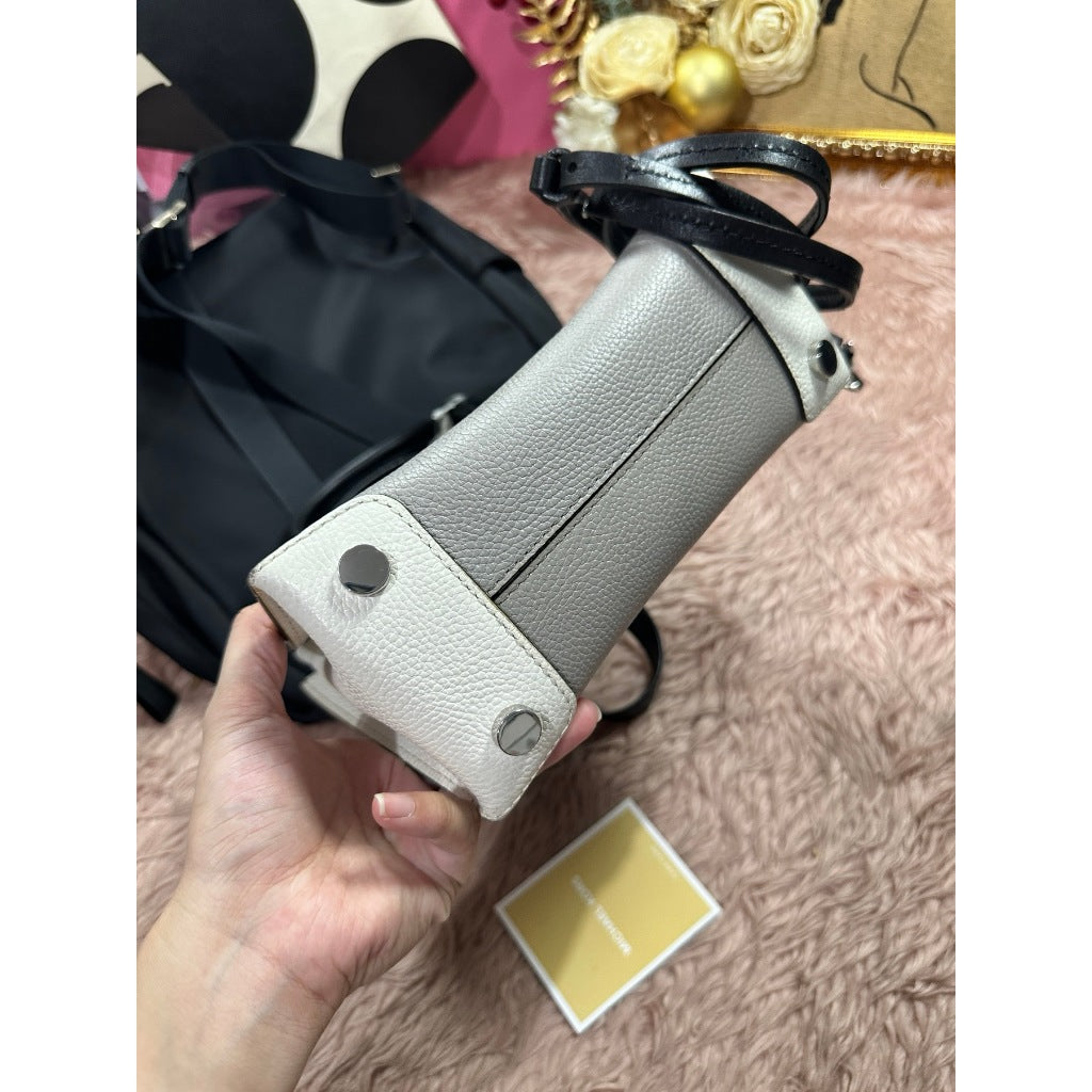ORIG Preloved MK Mercer Medium ColorBlock Saffiano Leather Crossbody Bag Gray