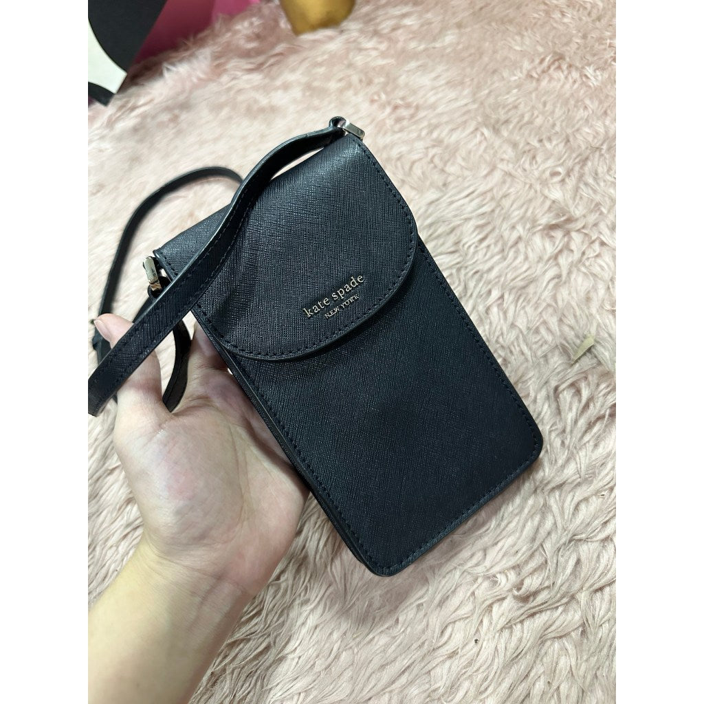 ORIG Preloved KS Cameron North South Flap Phone Crossbody Small Black Bag