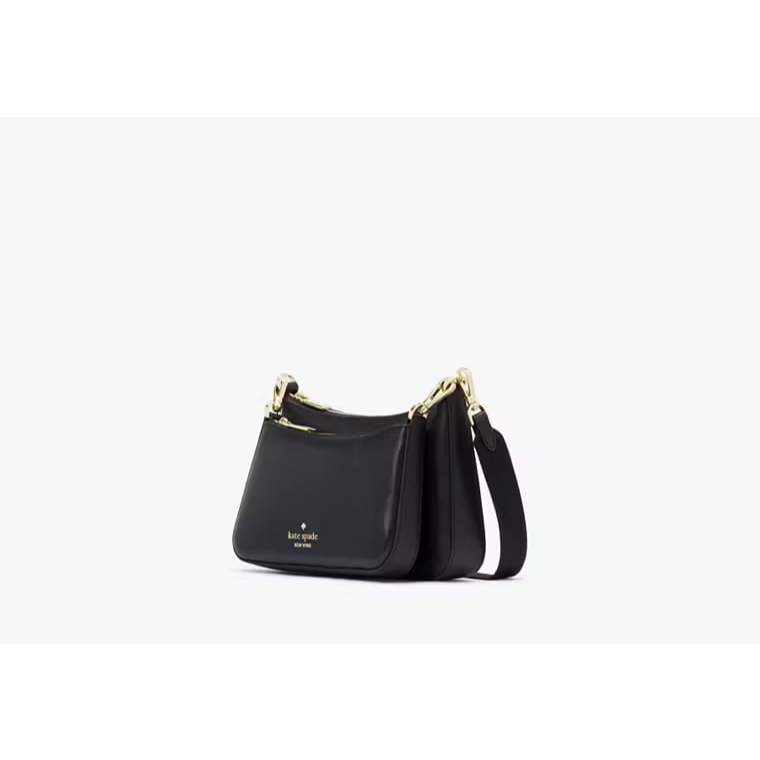 AUTHENTIC/ORIGINAL KS Duet Saffiano Leather Small Crossbody Dual Black Bag