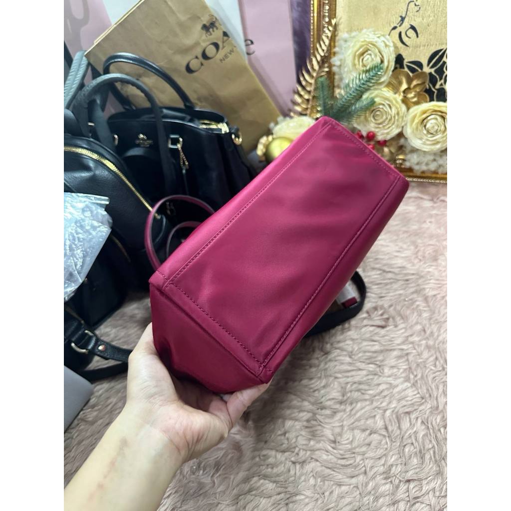 ORIG & IMPORTED KS Chelsea Medium Satchel Nylon Bag in Blackberry Maroon