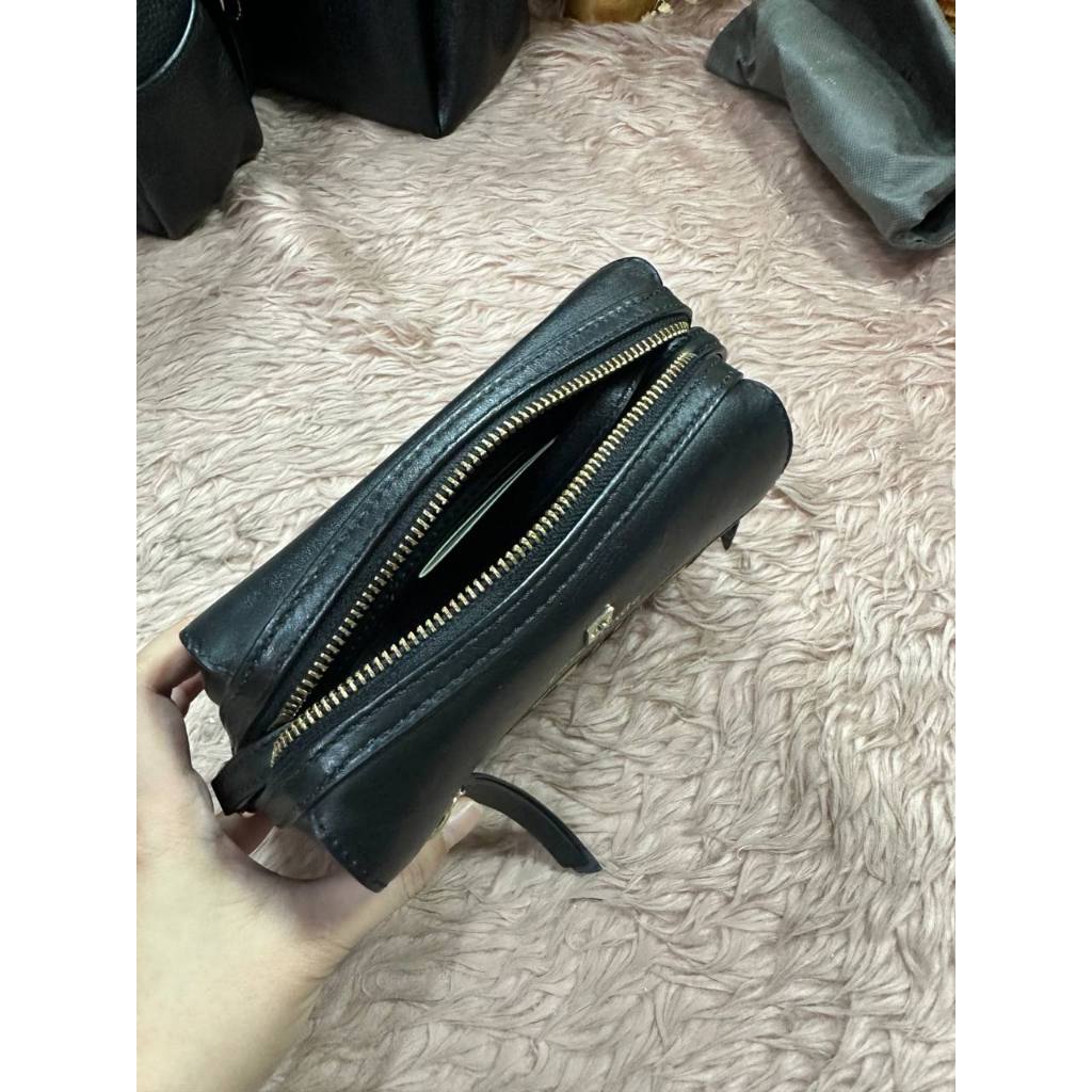 ORIG Preloved KS Mini Duffle Leopard Small Black Bag