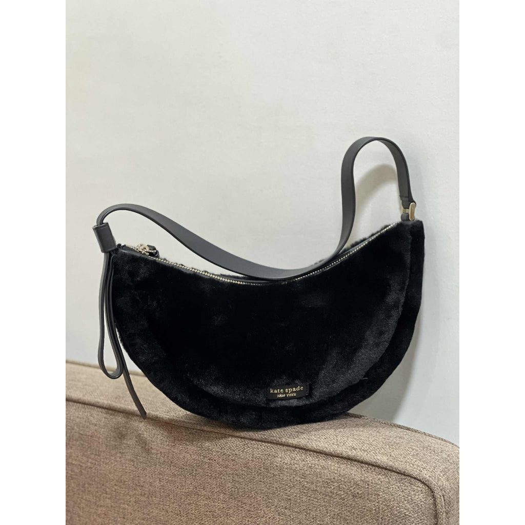 ORIG Preloved KS Smile Faux-fur Small Shoulder Bag Black